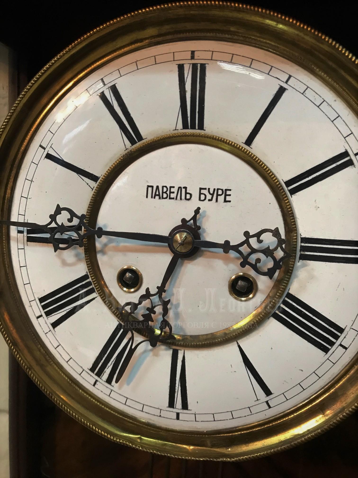 Антикварные настенные часы Павел Буре с боем в ореховом корпусе